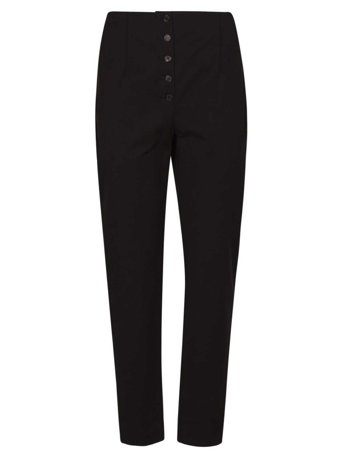 Philosophy di Lorenzo Serafini Buttoned Front Cropped Plain Trousers in black