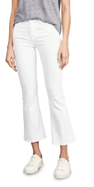 frame le crop mini boot cut jeans blanc 31