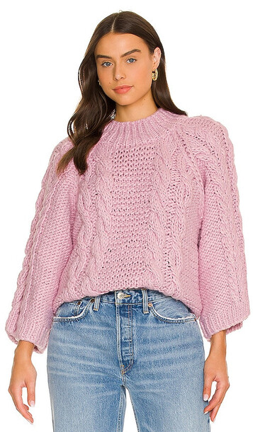 For Love & Lemons Andie Oversized Sweater in Pink