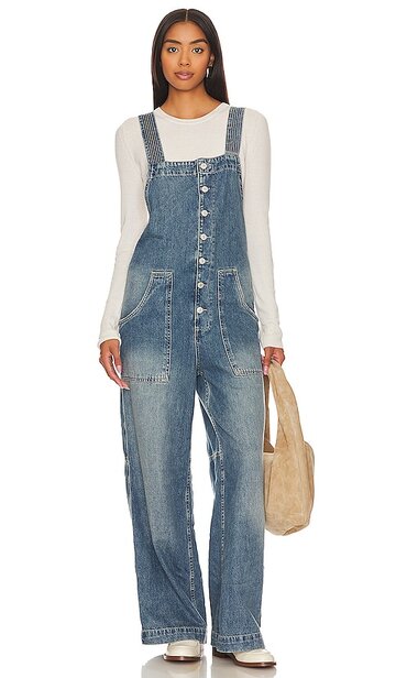 free people fields of flowers overalls in blue