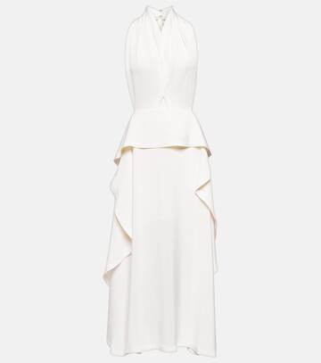 victoria beckham cutout halterneck satin and crêpe gown in white