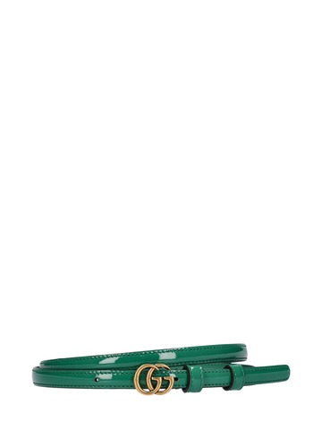GUCCI 1.2cm Gg Marmont Patent Leather Belt in emerald