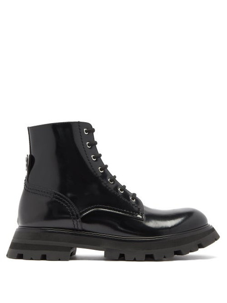 Alexander Mcqueen - Wander Exaggerated-sole Leather Boots - Womens - Black