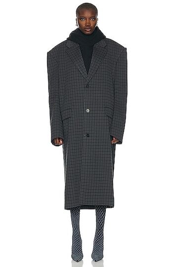 balenciaga knitted coat in charcoal in grey