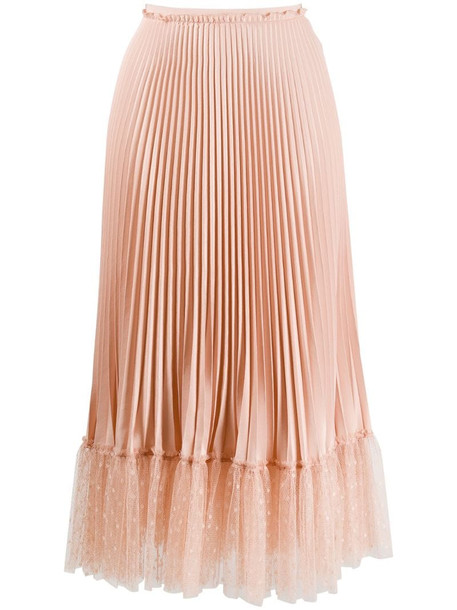 RedValentino tulle hem pleated skirt in pink