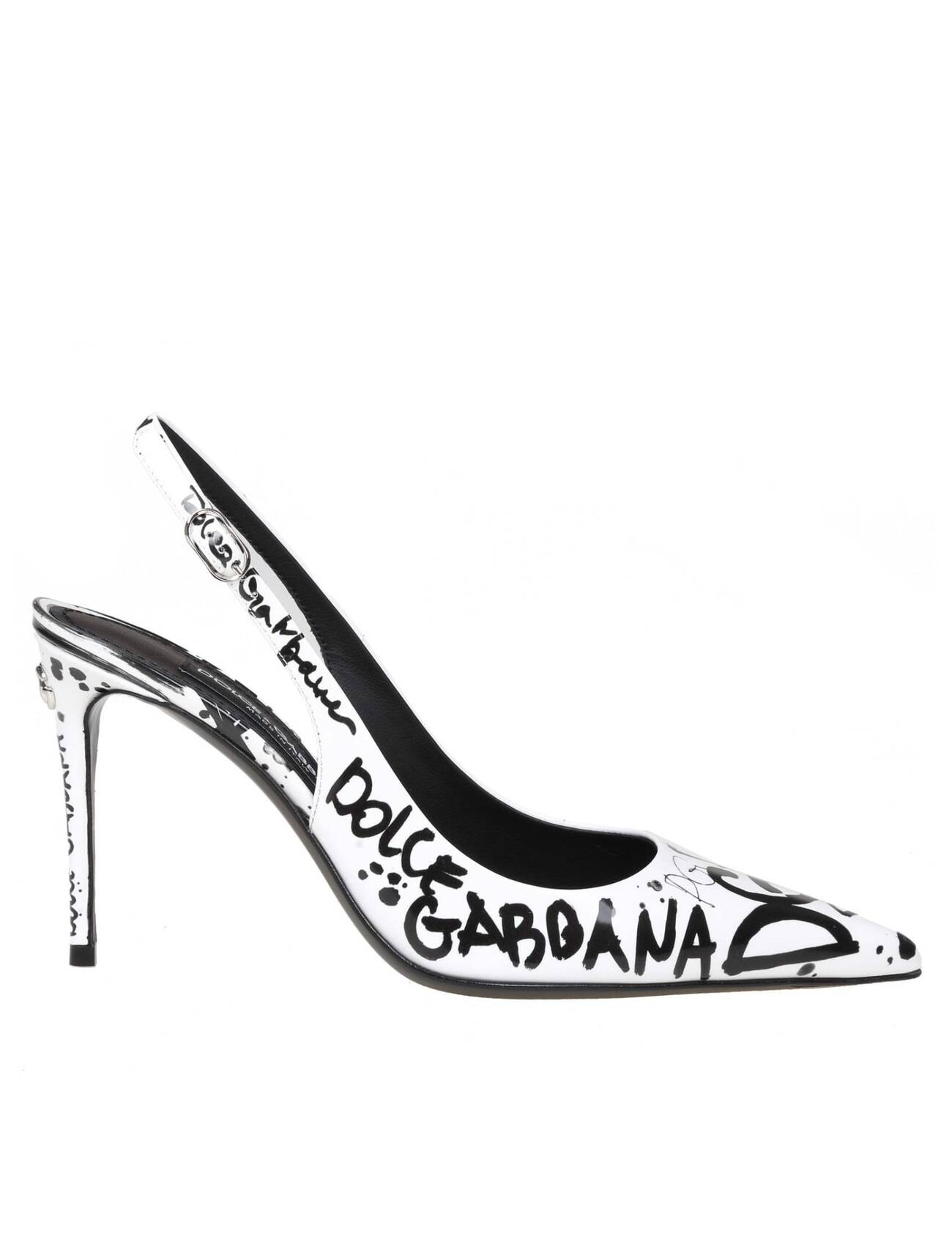 Dolce & Gabbana Slingback In Printed Smooth Calfskin in black