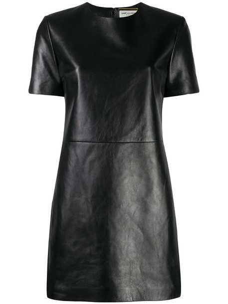 Saint Laurent leather T-shirt dress in black