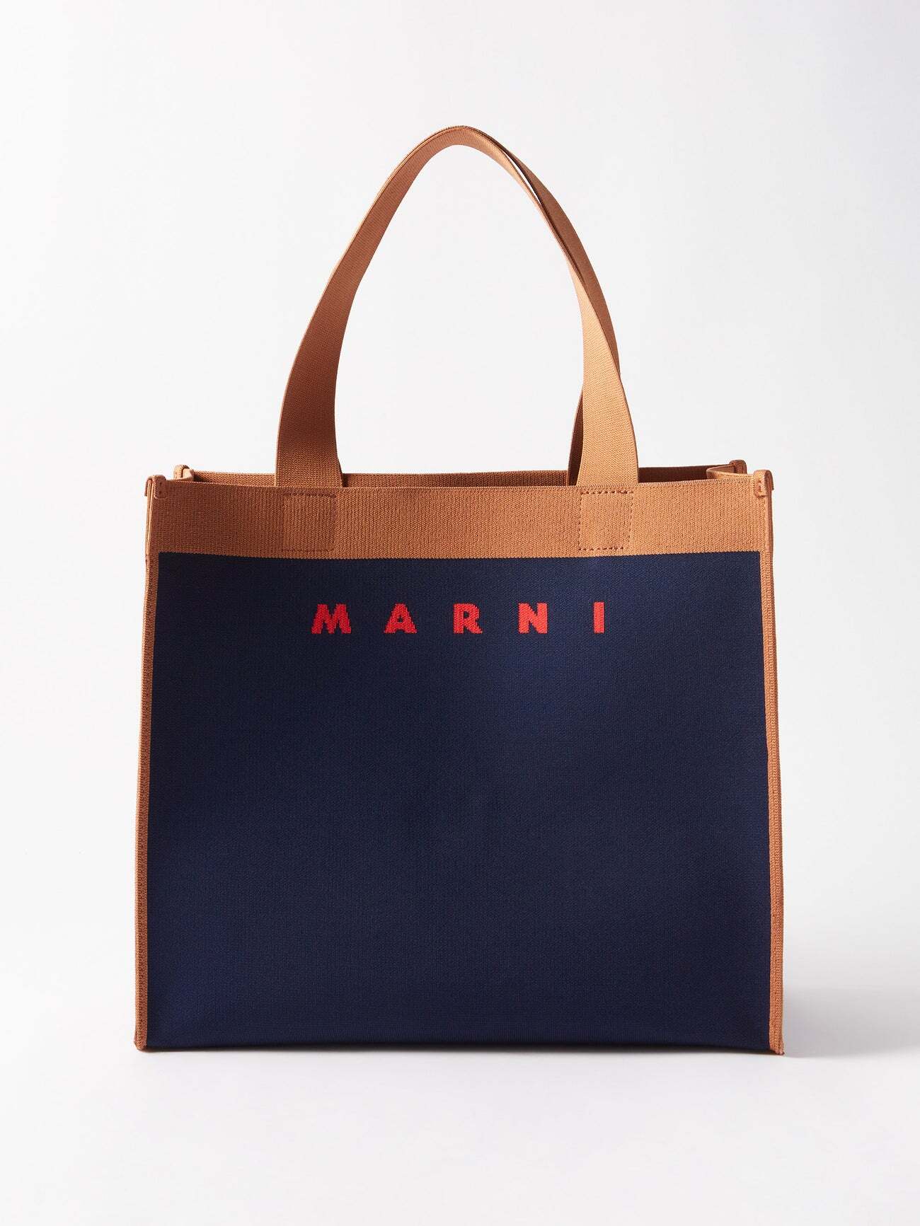 Marni - Medium Logo-jacquard Canvas Tote Bag - Womens - Navy Multi
