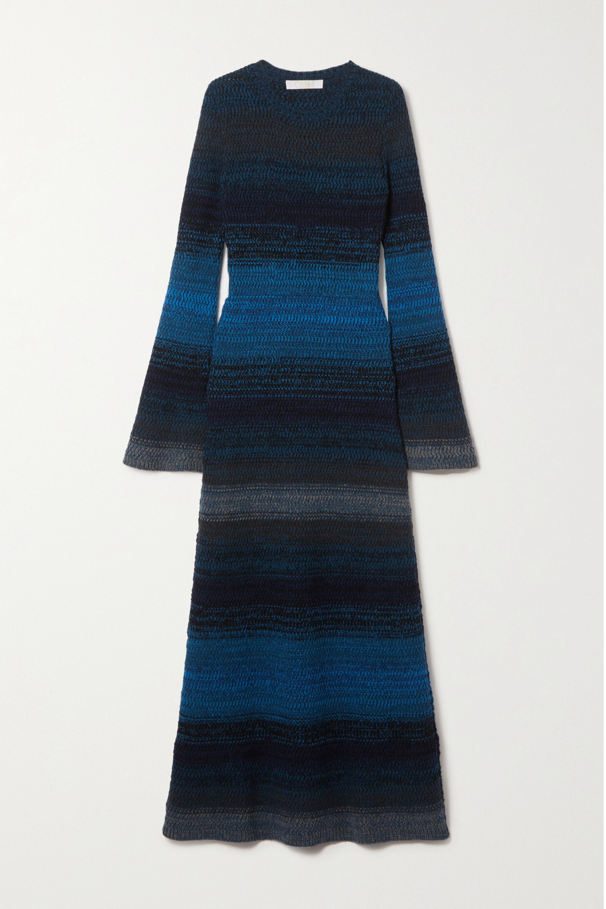 Chloé Chloé - Striped Ribbed Cashmere Maxi Dress - Blue