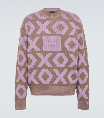 acne studios face wool and cotton sweater in purple