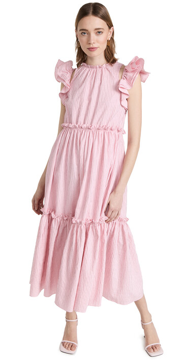 Cinq à Sept Sofia Stripe Yanin Dress in pink