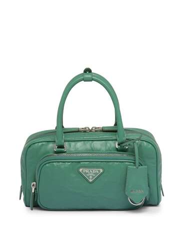 prada leather tote bag - green