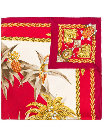 cartier 1990s pre-owned tropical-print scarf in red