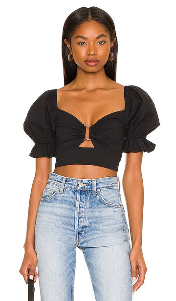 more to come elizabeth puff sleeve top in black