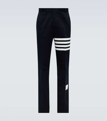 thom browne 4-bar cotton twill pants in blue