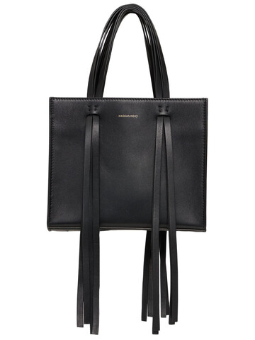 MADE IN TOMBOY Small Leather Fringed Top Handle Bag in black