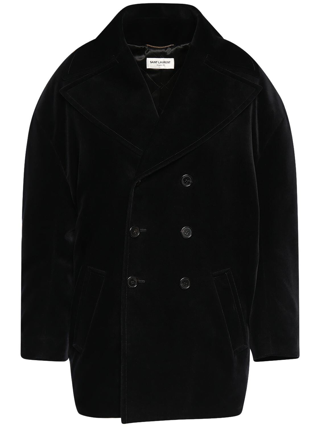 SAINT LAURENT Oversize Velvet Coat in noir