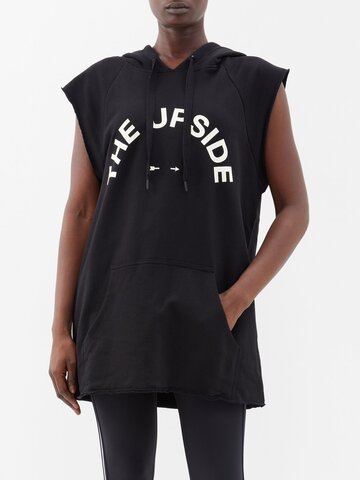 the upside - recovery organic-cotton sleeveless hoodie - womens - black