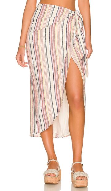 Free People Aubrey Sarong Skirt in Red in multi
