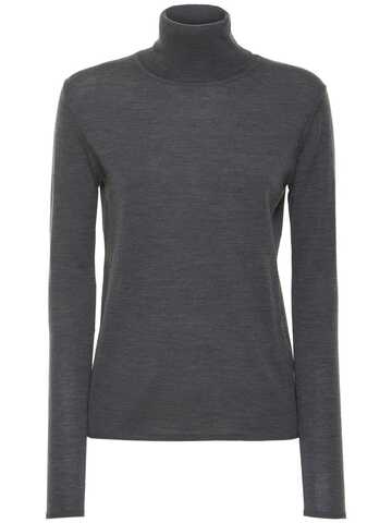 ASPESI Fine Knit Wool Turtleneck Sweater in grey