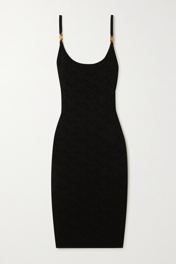 versace - embellished jacquard-knit mini dress - black