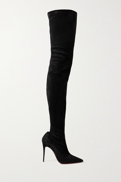Christian Louboutin - Kate Botta Alta Stretch-suede Over-the-knee Boots - Black