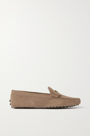 tod's - gommino embellished suede loafers - neutrals