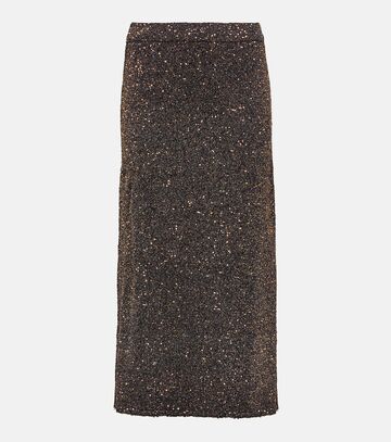 altuzarra milos metallic knit maxi skirt in black