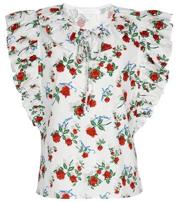 See By ChloÃ© Floral cotton blouse in white