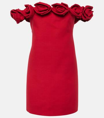 valentino crêpe couture floral-appliqué minidress in red