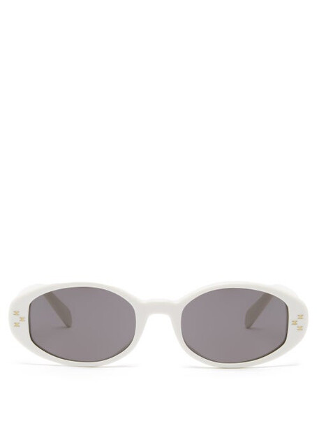 Celine Eyewear - Oval Acetate Sunglasses - Womens - White