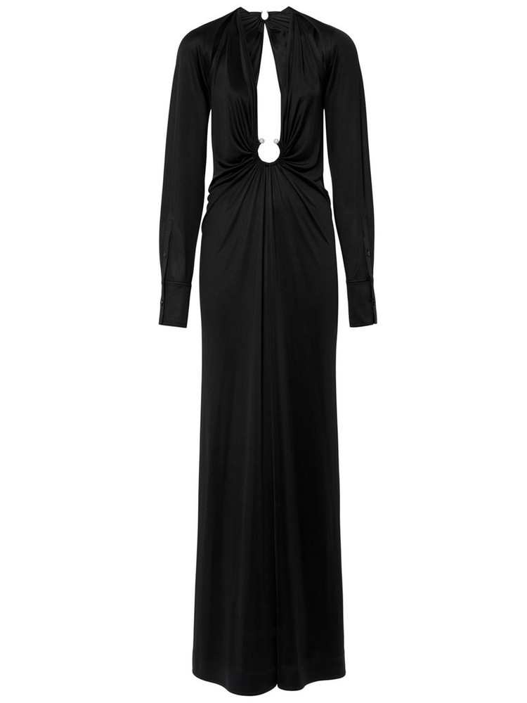 BURBERRY Juliana Deep V Neck Long Dress in black