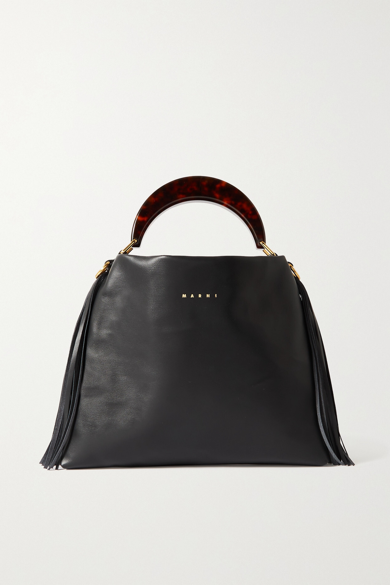 Marni - Venice Small Marbled Resin And Leather Tote - Black