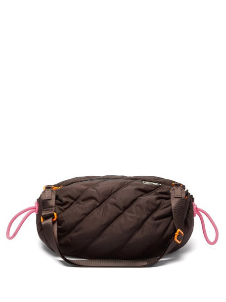 Ganni - Quilted Recycled-canvas Cross-body Bag - Womens - Brown