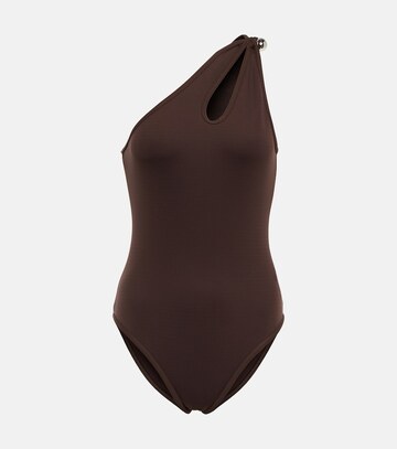 Bottega Veneta One-shoulder cutout swimsuit in brown