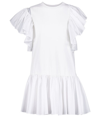 Alexander McQueen Ruffle-trimmed cotton minidress in white
