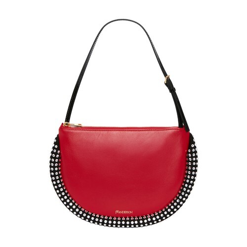 Jw Anderson Bumper-Moon Leather Shoulder Bag With Crystal in black / red