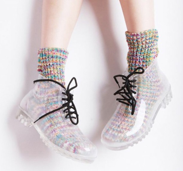 clear shoes with socks