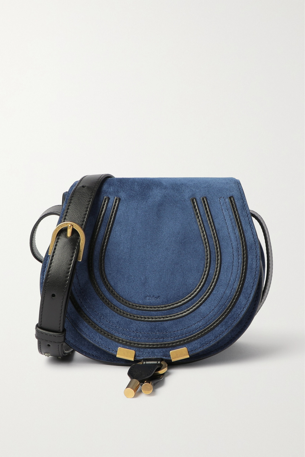 Chloé Chloé - Marcie Leather-trimmed Suede Shoulder Bag - Blue