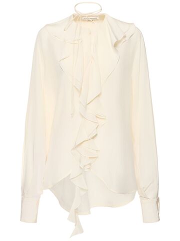 victoria beckham romantic ruffled silk shirt in white
