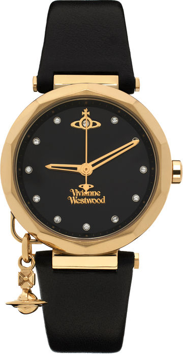 vivienne westwood black & gold poplar watch