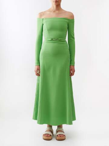 gabriela hearst - carole off-the-shoulder knitted dress - womens - bright green