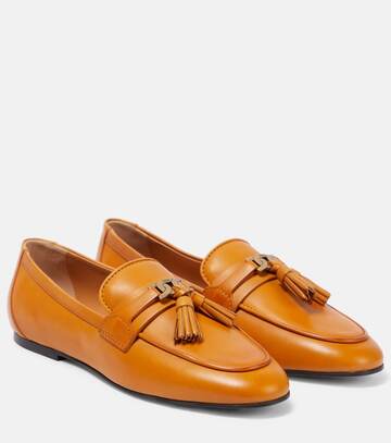 tod's catena leather loafers in brown