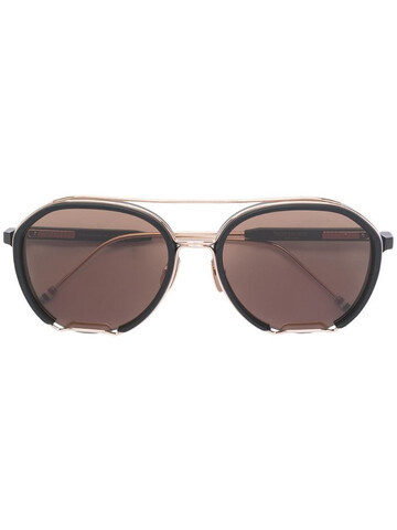 Thom Browne Eyewear metal frame detail sunglasses in black