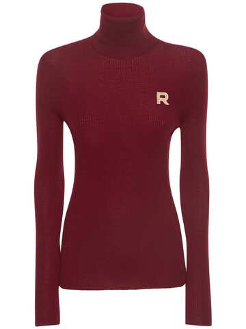 ROCHAS Logo Embroidered Knit Wool Turtleneck
