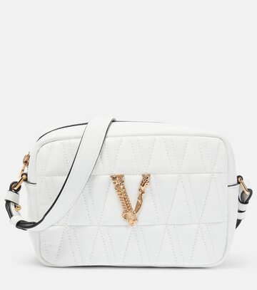 versace virtus quilted leather crossbody bag in white