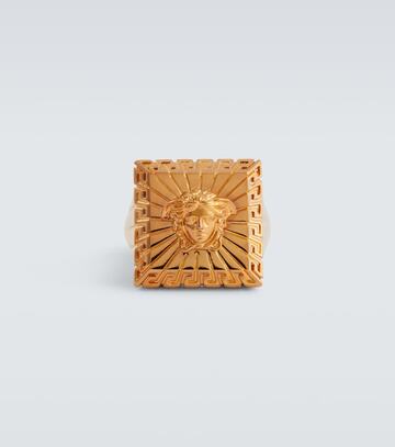 versace medusa square ring in gold