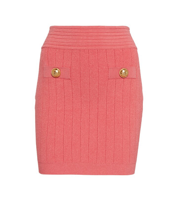 Balmain High-rise knit miniskirt in pink