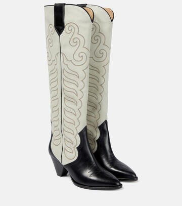 isabel marant liela leather and suede cowboy boots