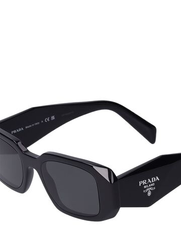 prada symbole squared acetate sunglasses in black / grey